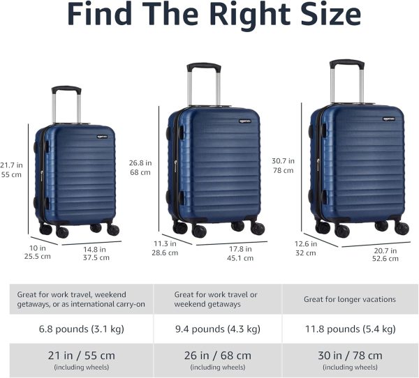 Expandable Hardside Luggage, Suitcase with Wheels, 30-inch Spinner with Four Spinner Wheels and Scratch-Resistant Surface, Navy Blue - Image 5