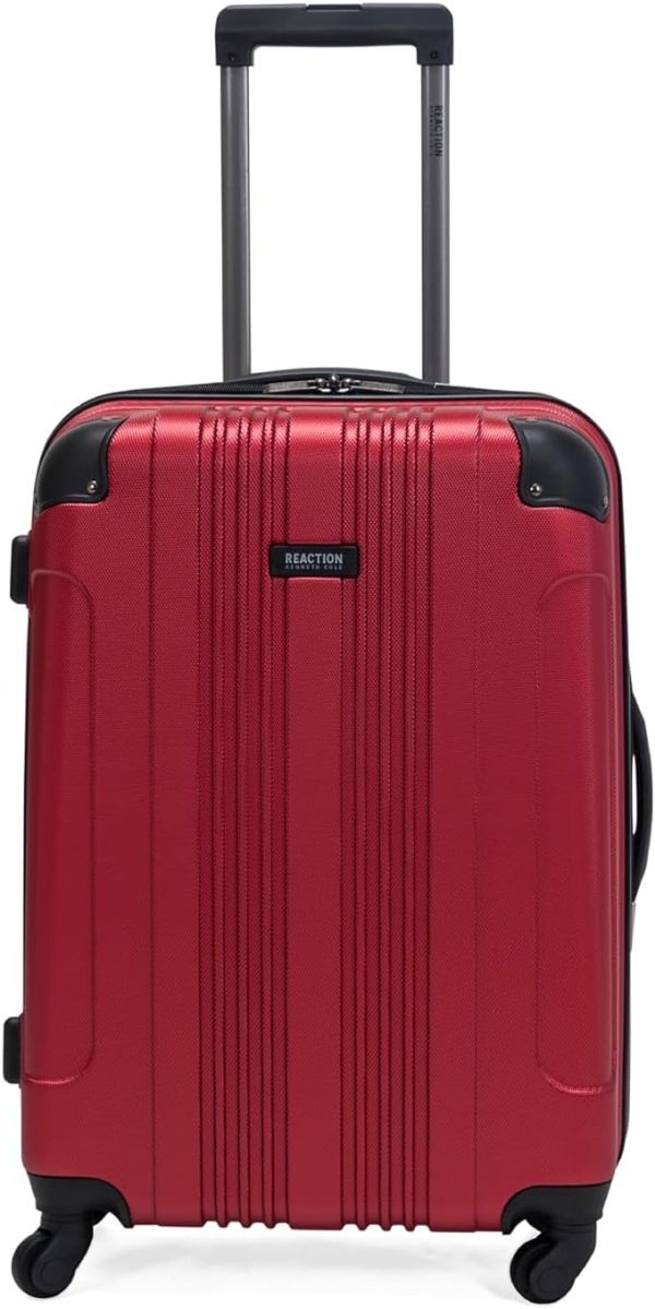 Out of Bounds Lightweight Hardshell 4-Wheel Spinner Luggage, Scarlet Red, 24-Inch Checked