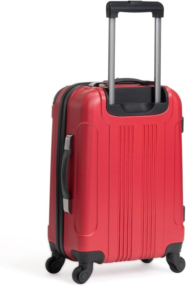 Out of Bounds Lightweight Hardshell 4-Wheel Spinner Luggage, Scarlet Red, 24-Inch Checked - Image 2