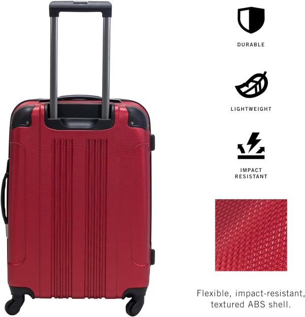 Out of Bounds Lightweight Hardshell 4-Wheel Spinner Luggage, Scarlet Red, 24-Inch Checked - Image 3