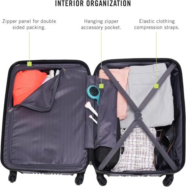 Out of Bounds Lightweight Hardshell 4-Wheel Spinner Luggage, Scarlet Red, 24-Inch Checked - Image 4