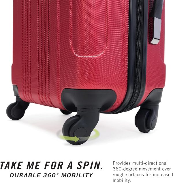 Out of Bounds Lightweight Hardshell 4-Wheel Spinner Luggage, Scarlet Red, 24-Inch Checked - Image 5