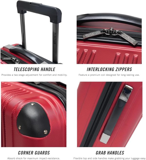Out of Bounds Lightweight Hardshell 4-Wheel Spinner Luggage, Scarlet Red, 24-Inch Checked - Image 6