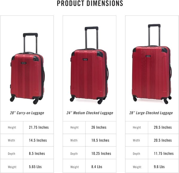 Out of Bounds Lightweight Hardshell 4-Wheel Spinner Luggage, Scarlet Red, 24-Inch Checked - Image 7
