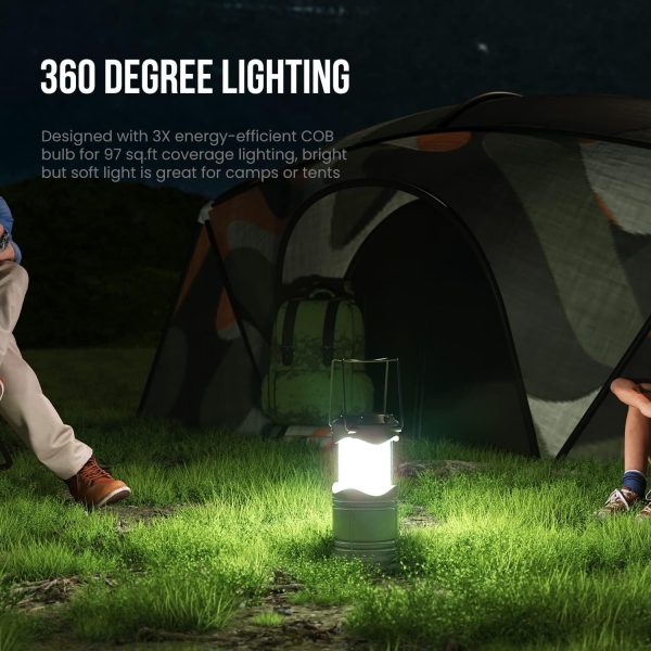 Lichamp LED Lanterns, 4 Pack Pop Up Lanterns for Power Outages, Bright Battery Powered Hanging Lanterns for Outdoor Camping Hiking, Emergency Survival Lights for Hurricane Collapsible, Dark Gray - Image 3