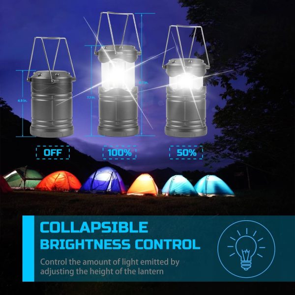 Lichamp LED Lanterns, 4 Pack Pop Up Lanterns for Power Outages, Bright Battery Powered Hanging Lanterns for Outdoor Camping Hiking, Emergency Survival Lights for Hurricane Collapsible, Dark Gray - Image 4