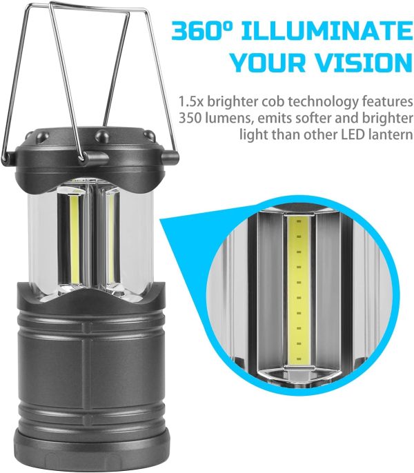 Lichamp LED Lanterns, 4 Pack Pop Up Lanterns for Power Outages, Bright Battery Powered Hanging Lanterns for Outdoor Camping Hiking, Emergency Survival Lights for Hurricane Collapsible, Dark Gray - Image 5