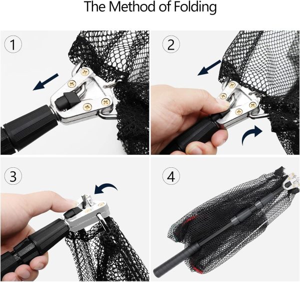 SAN LIKE Fishing Net Fish Landing Net Collapsible Fish Net with Anti-Slip Telescoping Rubber Pole Handle for Kids Adults in Saltwater Freshwater Multi-Size Extending to 37/42/43/51/69/71/89/98inch - Image 4